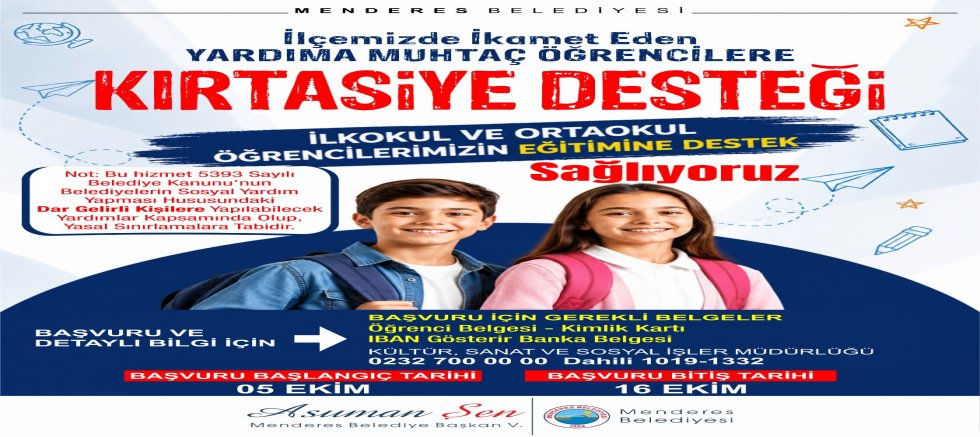 Menderes Belediyesi’nden Öğrencilere Destek