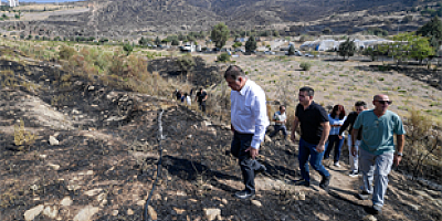  Başkan Tugay yangın bölgesinde iyileştirme çalışmalarını başlattı